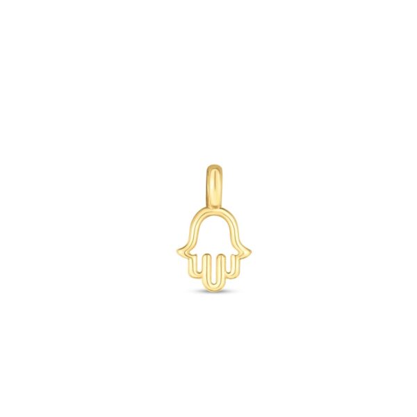 14k Yellow Gold Mini Hamsa Charm - Image 2