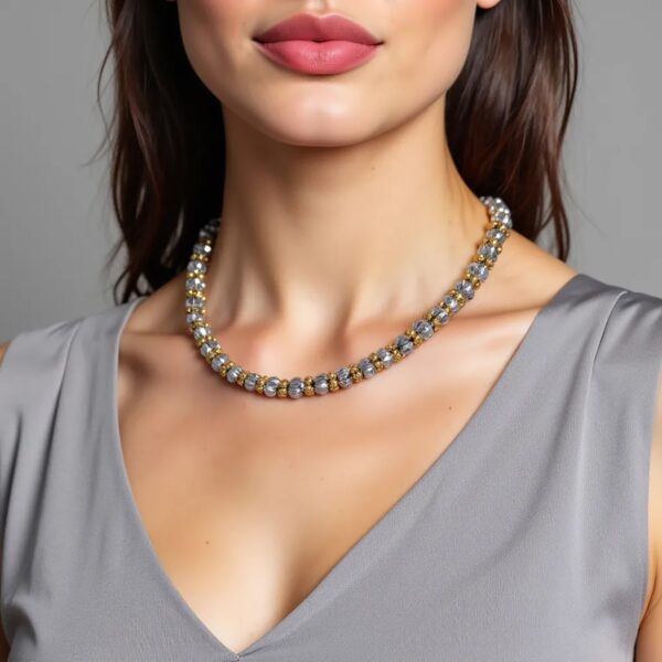 Two Tone Pallina Bead Necklace in 14K Gold - Image 2
