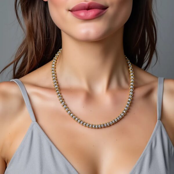 Two Tone Pallina Bead Necklace in 14K Gold - Image 3