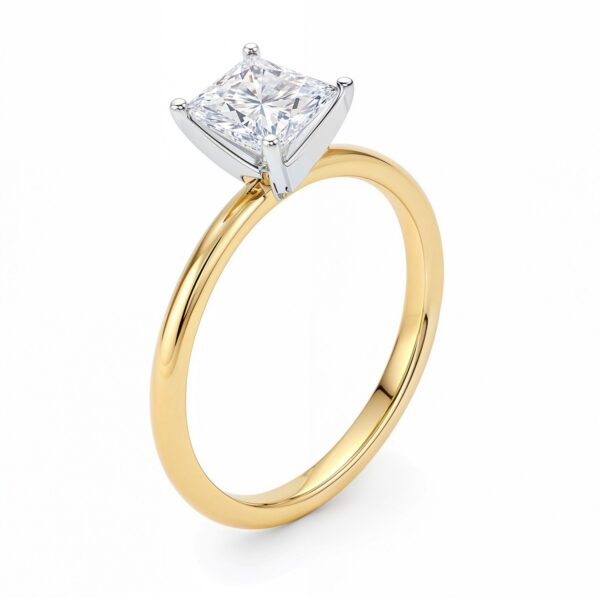 1 Carat Princess Lab Grown IGI G/VS1 Diamond Solitaire Ring in 14K Yellow Gold - Image 3