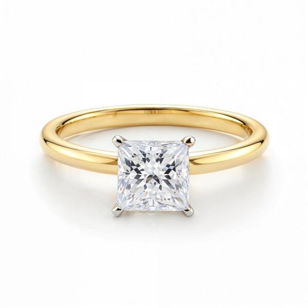 1 Carat Princess Lab Grown IGI G/VS1 Diamond Solitaire Ring in 14K Yellow Gold - Image 4