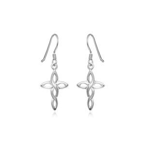 Sterling Silver Polished Knot Style Cross Earrings