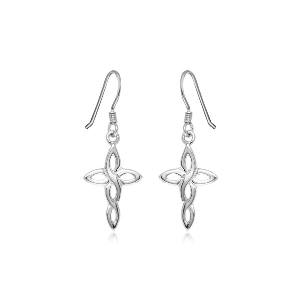 Sterling Silver Polished Knot Style Cross Earrings