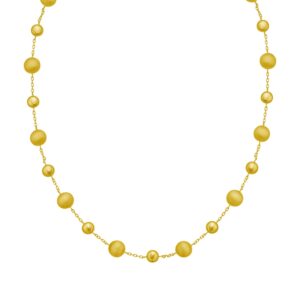 14K Yellow Gold Polished and Satin Pebble Necklace
