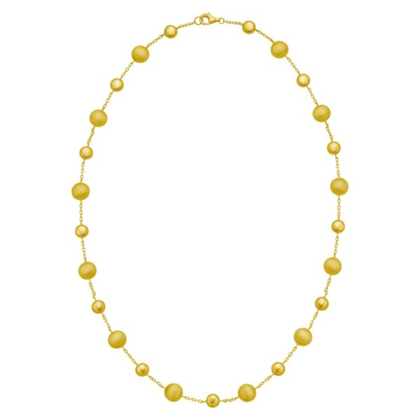 14K Yellow Gold Polished and Satin Pebble Necklace - Image 2