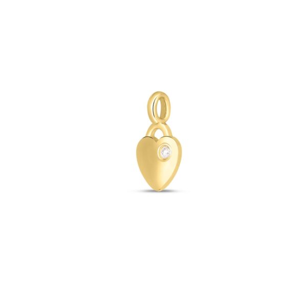 14k Yellow Gold Mini Diamond Heart Charm - Image 2