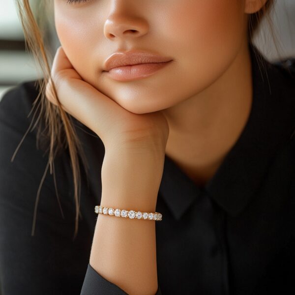 Lab Grown Round Diamond Tennis Bracelet in 14k Yellow Gold (8 cctw F/G  VS2/SI1) - Image 4