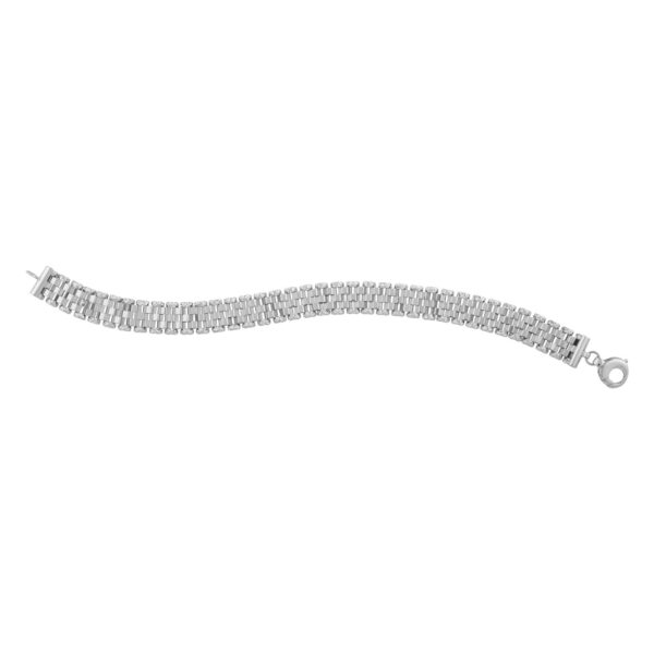 14k White Gold Faceted Panther Link Chain Bracelet - Image 2