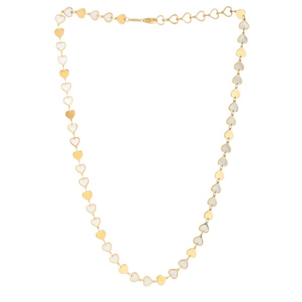 MOP Gem Heart Mirror Chain Necklace in 14K Yellow Gold - Image 2
