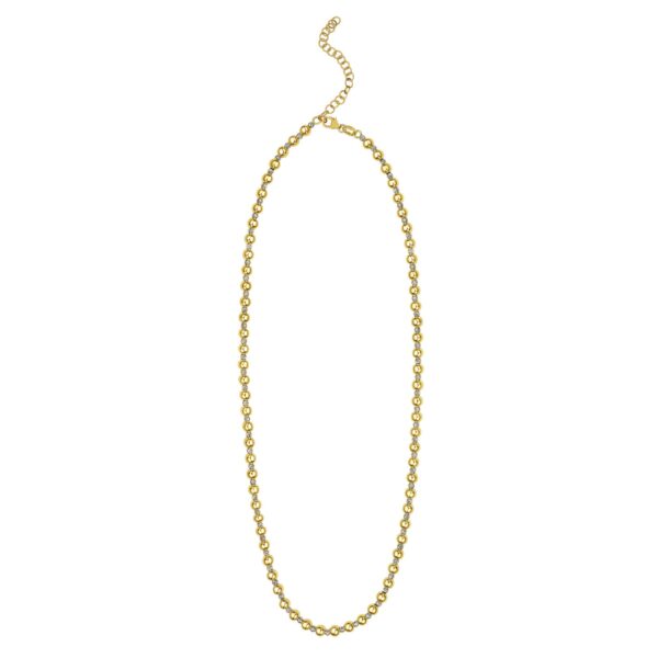 Two Tone Beaded Chain Necklace in 14K Gold - Image 3
