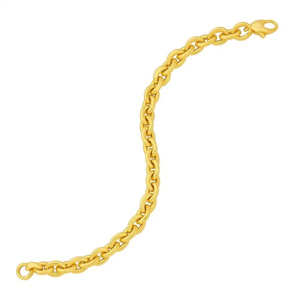14K Yellow Gold Mirror Rolo Link Chain Bracelet (7.30 mm) - Image 6