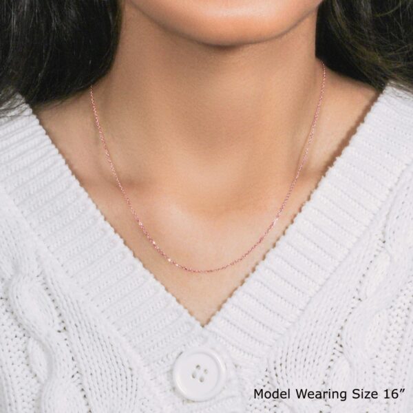 18k Rose Gold Diamond Cut Cable Link Chain (1.10 mm) - Image 4