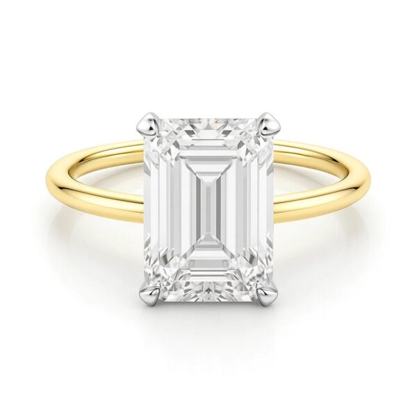 5 Carat Emerald Lab Grown IGI G/VS1 Diamond Solitaire Ring in 10K Yellow Gold - Image 4