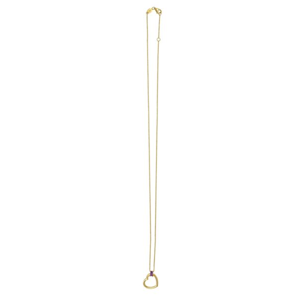 Amethyst Baguette Heart Necklace in 14K Yellow Gold - Image 2