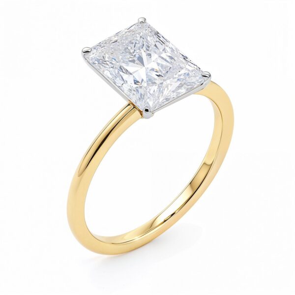 5 Carat Radiant Lab Grown IGI G/VS1 Diamond Solitaire Ring in 10K Yellow Gold - Image 3
