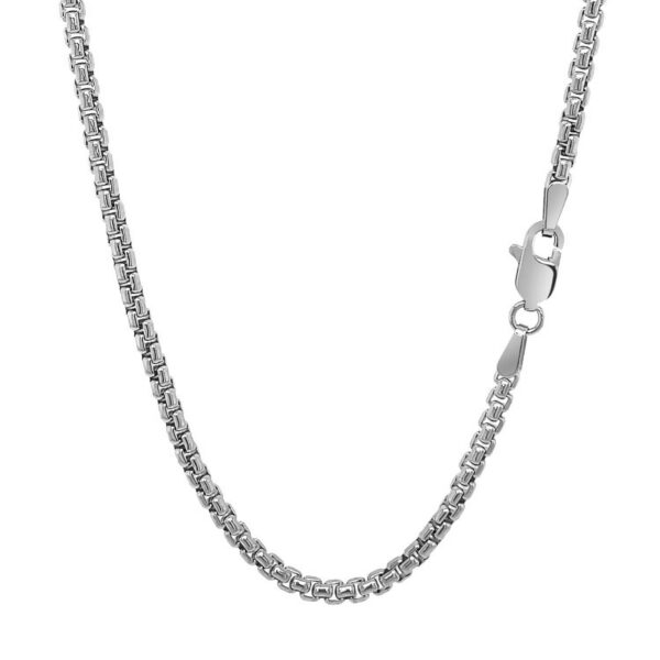 14k White Gold Solid Round Box Chain (2.5 mm) - Image 4